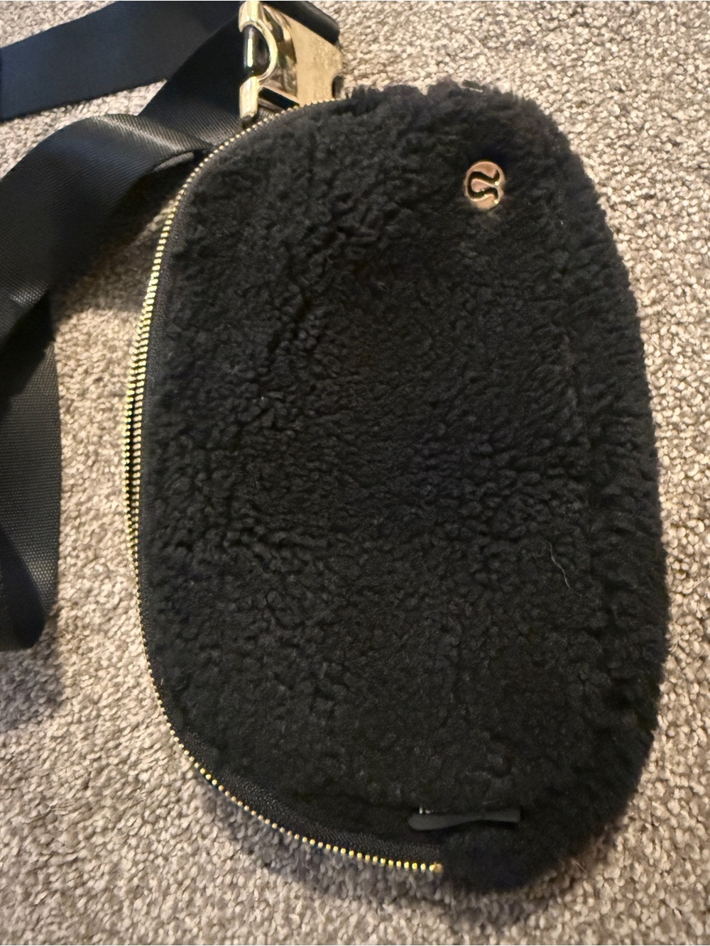 lululemon athletica Black Sherpa Crossbody with Gold Hardware